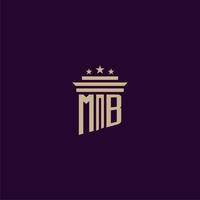 MB initial monogram logo design for lawfirm lawyers with pillar vector image