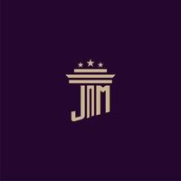 JM initial monogram logo design for lawfirm lawyers with pillar vector image