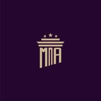 MA initial monogram logo design for lawfirm lawyers with pillar vector image