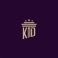 diseño de logotipo de monograma inicial kd para abogados de bufete de abogados con imagen de vector de pilar