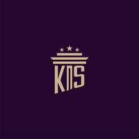 KS initial monogram logo design for lawfirm lawyers with pillar vector image