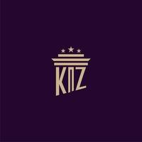 diseño de logotipo de monograma inicial kz para abogados de bufete de abogados con imagen de vector de pilar