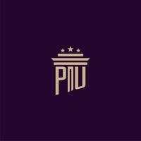 diseño de logotipo de monograma inicial de pu para abogados de bufete de abogados con imagen de vector de pilar