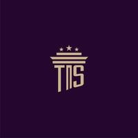 TS initial monogram logo design for lawfirm lawyers with pillar vector image