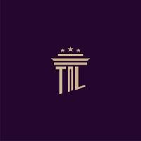 diseño de logotipo de monograma inicial de tl para abogados de bufete de abogados con imagen de vector de pilar