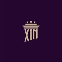 XM initial monogram logo design for lawfirm lawyers with pillar vector image