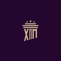 diseño de logotipo de monograma inicial xm para abogados de bufete de abogados con imagen de vector de pilar