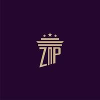 ZP initial monogram logo design for lawfirm lawyers with pillar vector image