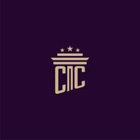 diseño de logotipo de monograma inicial de cc para abogados de bufete de abogados con imagen de vector de pilar