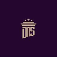 DS initial monogram logo design for lawfirm lawyers with pillar vector image