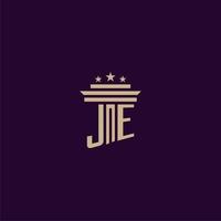 JE initial monogram logo design for lawfirm lawyers with pillar vector image