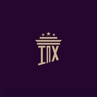 IX initial monogram logo design for lawfirm lawyers with pillar vector image