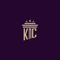 KC initial monogram logo design for lawfirm lawyers with pillar vector image