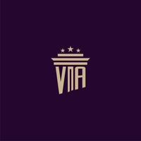 va diseño de logotipo de monograma inicial para abogados de bufete de abogados con imagen de vector de pilar