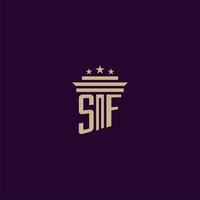 diseño de logotipo de monograma inicial de sf para abogados de bufete de abogados con imagen de vector de pilar