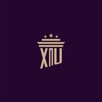 diseño de logotipo de monograma inicial de xu para abogados de bufete de abogados con imagen de vector de pilar