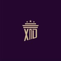 XD initial monogram logo design for lawfirm lawyers with pillar vector image