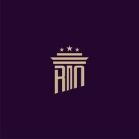 RN initial monogram logo design for lawfirm lawyers with pillar vector image