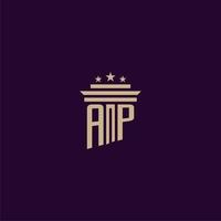 AP initial monogram logo design for lawfirm lawyers with pillar vector image