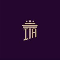 IA initial monogram logo design for lawfirm lawyers with pillar vector image