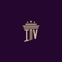 IV initial monogram logo design for lawfirm lawyers with pillar vector image