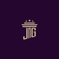 JG initial monogram logo design for lawfirm lawyers with pillar vector image