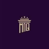 MQ initial monogram logo design for lawfirm lawyers with pillar vector image