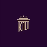KU initial monogram logo design for lawfirm lawyers with pillar vector image