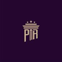 diseño de logotipo de monograma inicial de pr para abogados de bufete de abogados con imagen de vector de pilar