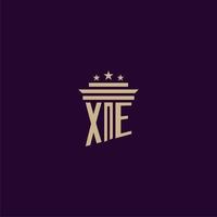 diseño de logotipo de monograma inicial xe para abogados de bufete de abogados con imagen de vector de pilar