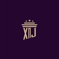 diseño de logotipo de monograma inicial xj para abogados de bufete de abogados con imagen de vector de pilar