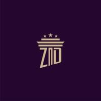 diseño de logotipo de monograma inicial zd para abogados de bufete de abogados con imagen de vector de pilar