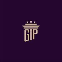 diseño de logotipo de monograma inicial gp para abogados de bufete de abogados con imagen de vector de pilar