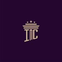 IC initial monogram logo design for lawfirm lawyers with pillar vector image