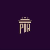diseño de logotipo de monograma inicial pq para abogados de bufete de abogados con imagen de vector de pilar