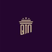 QN initial monogram logo design for lawfirm lawyers with pillar vector image
