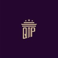 QP initial monogram logo design for lawfirm lawyers with pillar vector image