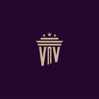 VV initial monogram logo design for lawfirm lawyers with pillar vector image