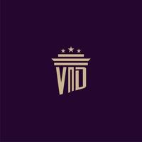 vd diseño de logotipo de monograma inicial para abogados de bufete de abogados con imagen de vector de pilar