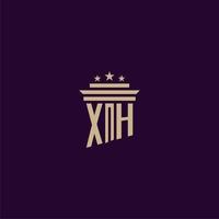 diseño de logotipo de monograma inicial xh para abogados de bufete de abogados con imagen de vector de pilar