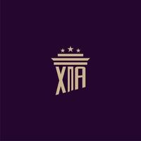 diseño de logotipo de monograma inicial xa para abogados de bufete de abogados con imagen de vector de pilar