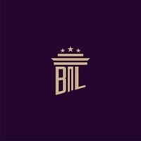 BL initial monogram logo design for lawfirm lawyers with pillar vector image
