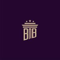 diseño de logotipo de monograma inicial bb para abogados de bufete de abogados con imagen de vector de pilar