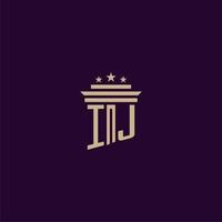 IJ initial monogram logo design for lawfirm lawyers with pillar vector image