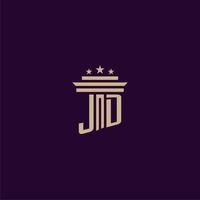 JD initial monogram logo design for lawfirm lawyers with pillar vector image