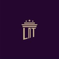 LT initial monogram logo design for lawfirm lawyers with pillar vector image