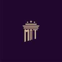 diseño de logotipo de monograma inicial mt para abogados de bufete de abogados con imagen de vector de pilar