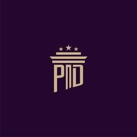 diseño de logotipo de monograma inicial de pd para abogados de bufete de abogados con imagen de vector de pilar