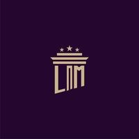 diseño de logotipo de monograma inicial de lm para abogados de bufete de abogados con imagen de vector de pilar