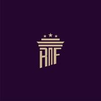 RF initial monogram logo design for lawfirm lawyers with pillar vector image